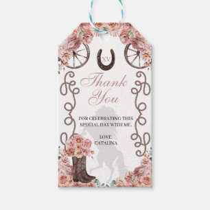 Western Rose Gold Ranchero Quinceanera Geschenktas Geschenkanhänger
