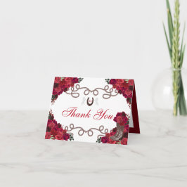 Western Rote Rosen Charra Quinceanera Vielen Dank Einladung