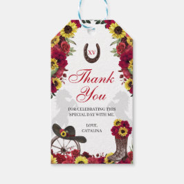 Western Rote Rosen Sonnenblumen Quinceanera Gift T Geschenkanhänger