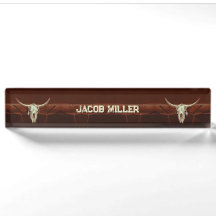 Western Rustic Brown Bull Skull Country Rodeo