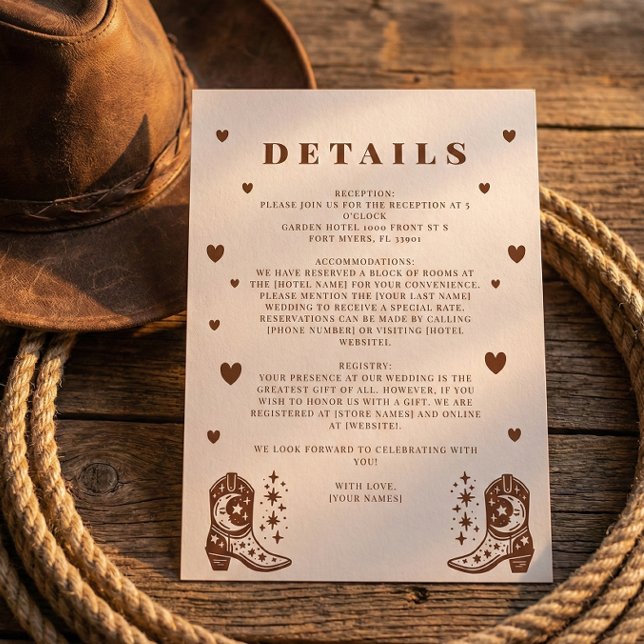 Western Rustic Casual Wedding Country Details Begleitkarte (Von Creator hochgeladen)