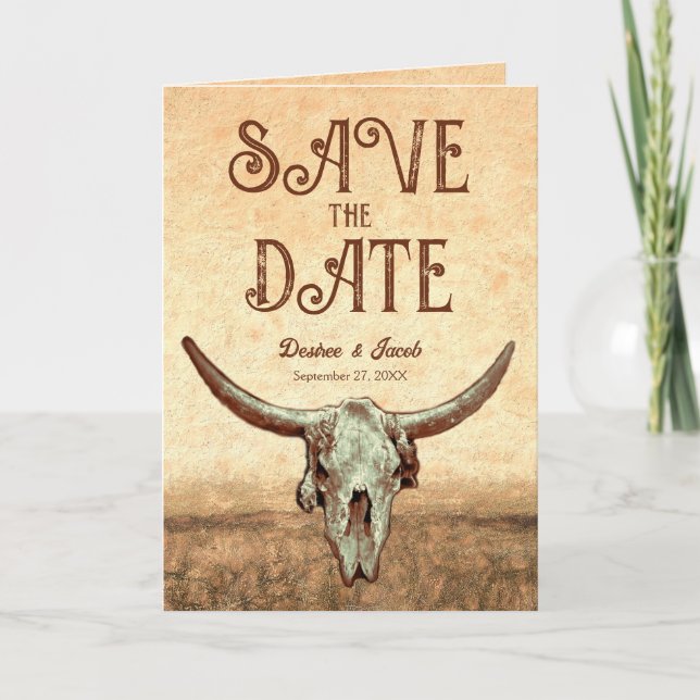 Western Rustic Country Rodeo Save the Date Ankündigung (Vorderseite)