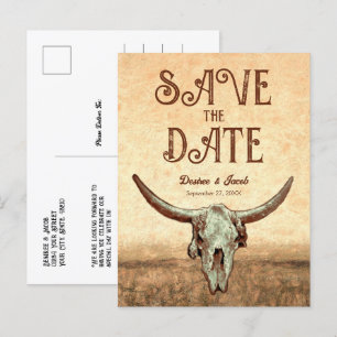 Western Rustic Country Rodeo Save the Date Ankündigungspostkarte