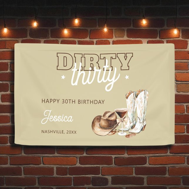Western Rustic Dirty Thirty 30th Birthday Party Banner (Western Rustic Dirty Thirty 30th Birthday Party Banner)