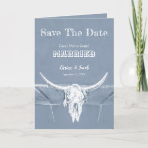 Western Rustic Dusty Blau Save the Date weiß Ankündigung