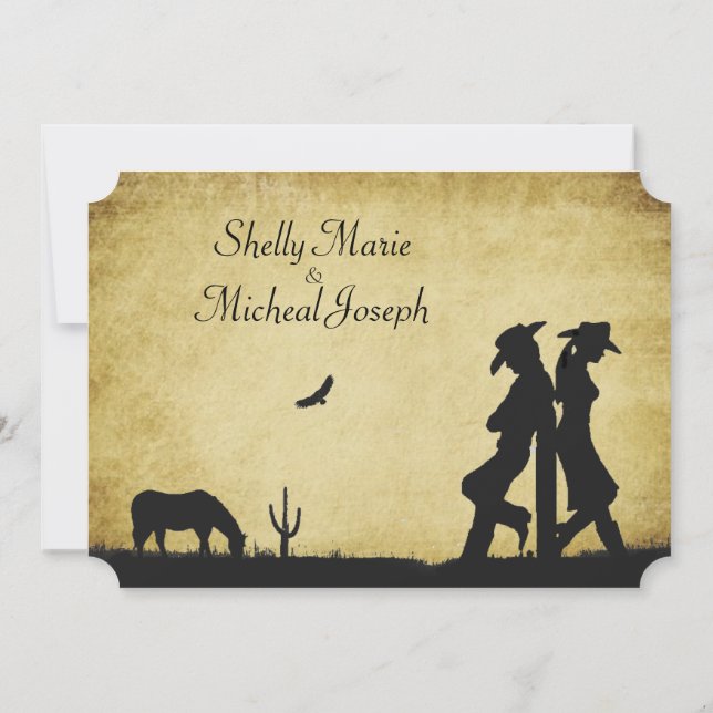 Western Rustic Faire-part de mariage (Dos)