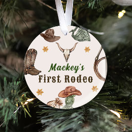 Western Rustic First Rodeo Party Keramik Ornament