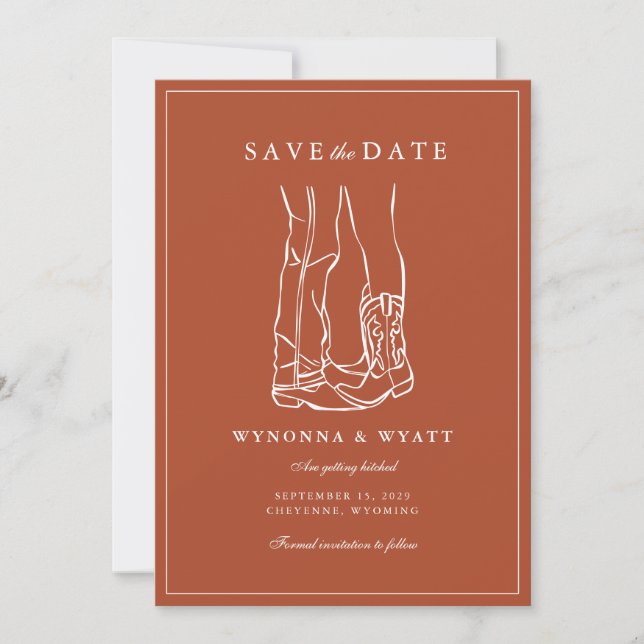Western Rustic Modern Photo Save the Date (Devant)