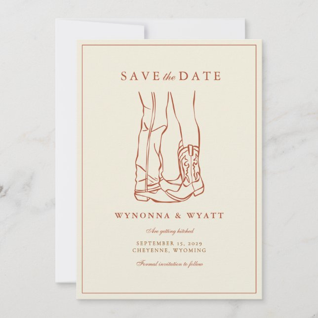 Western Rustic Moderne Foto Save the Date  (Vorderseite)