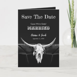 Western Rustic Schwarz-Weiß Save The Date Ankündigung