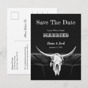 Western Rustikal, schwarz und weiß Save the Date Postkarte