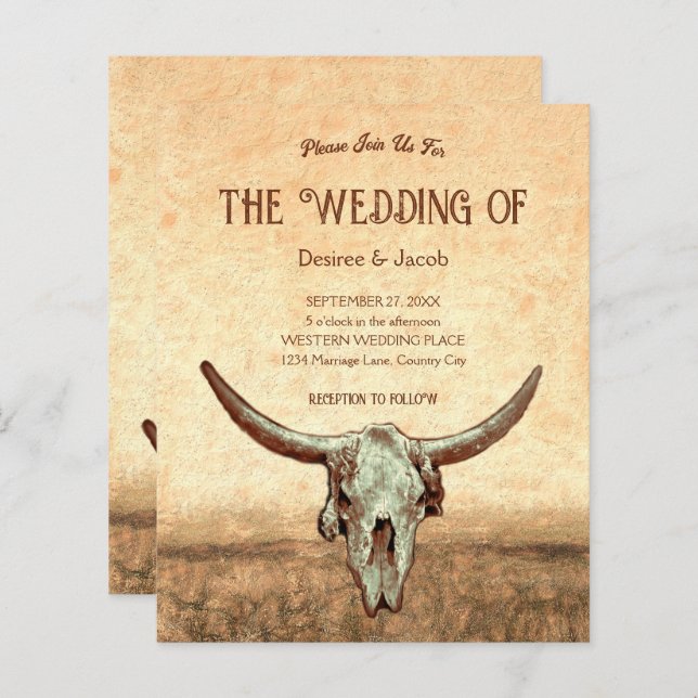 Western Rustikaler Bull Skull (Vorne/Hinten)