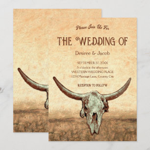 Western Rustikaler Bull Skull Einladung