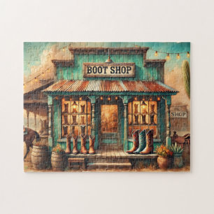 Western Rustikaler Cowboy Boot Shop Desk Schaufens