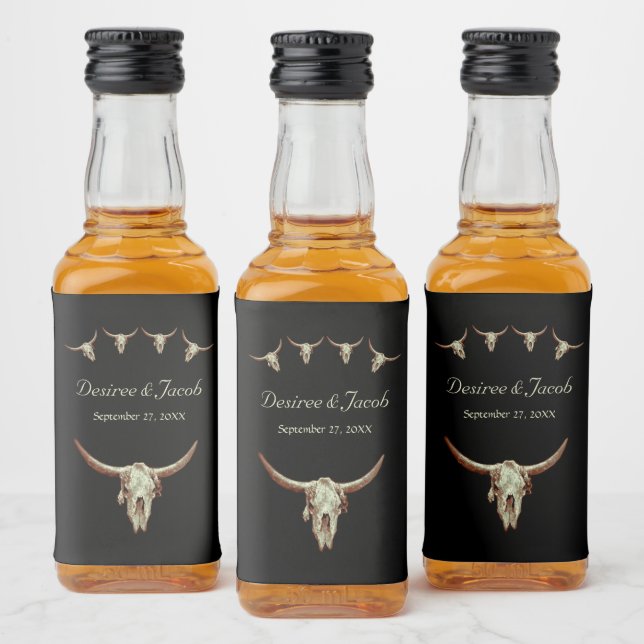 Western Rustikaler Schwarzer Hochzeitstiefel Alkoholflaschenetikett (Flaschen)