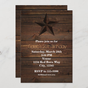 Western Rusty Star Wood Invitations rustiques