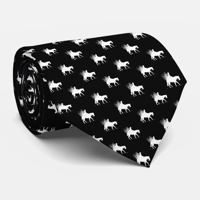 Western Saddle Black & White Cowgirl Muster Krawatte (Gerollt)