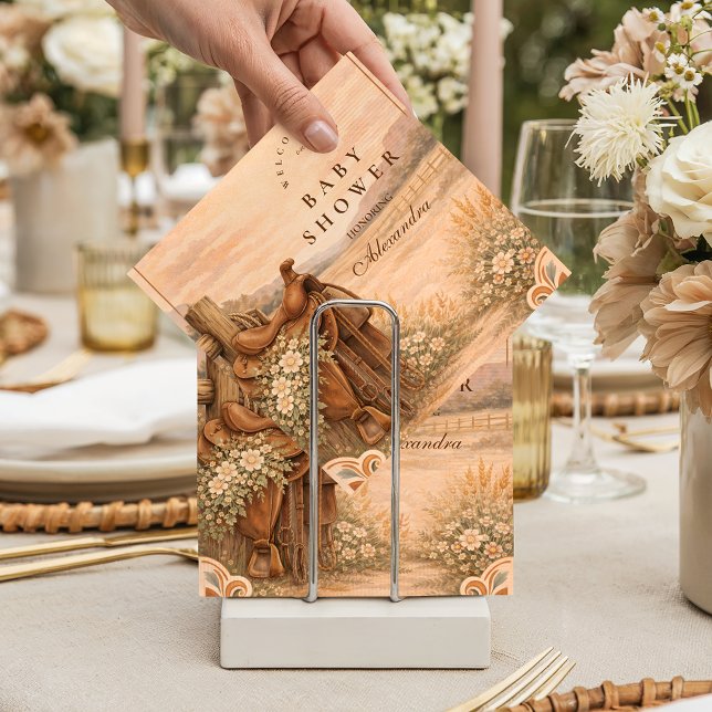 Western Saddle Wildflower Baby Shower Serviette (Von Creator hochgeladen)