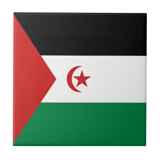 Western Sahara Flag Keramik Tile Fliese (Vorderseite)
