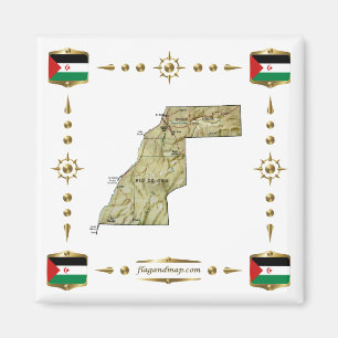 Western Sahara Karte + Flaggen Magnet