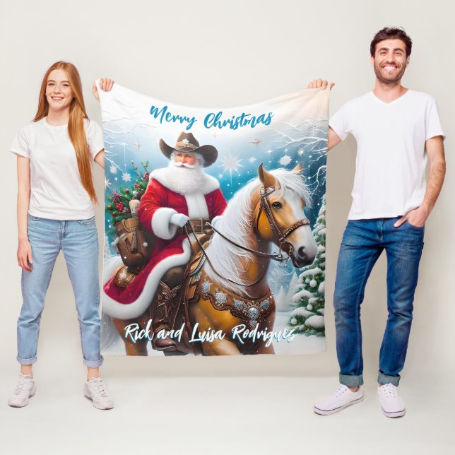 Western Santa Claus Reiten Fleecedecke (Beispiel)