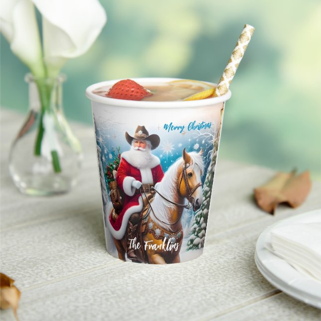 Western Santa Claus Reiten Pappbecher (In Situ)