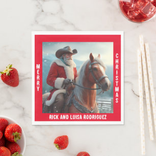 Western Santa Claus Reiten Serviette