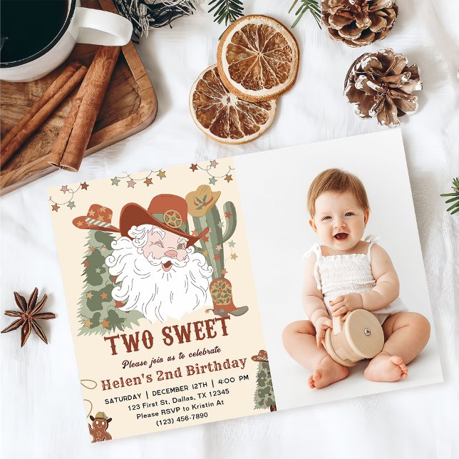 Western Santa Cookies Zwei süße Weihnachtsfeiern F Einladung (Von Creator hochgeladen)