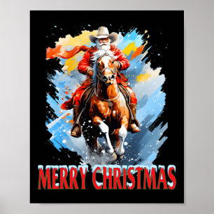 Western Santa Merry Weihnachten Poster
