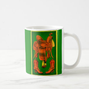 Western-Sattel und Cowboystiefel Kaffeetasse