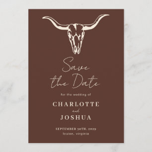 Western Save the Date   Rustikaler Boho-Kuhschädel