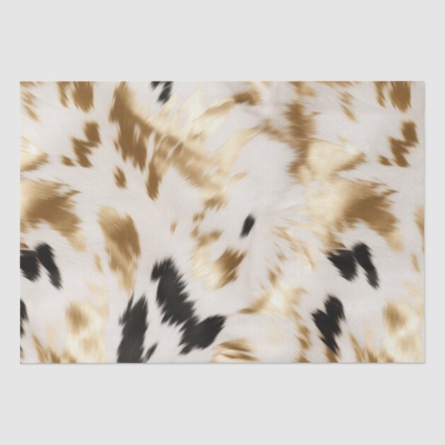Western Schwarz-weiß Gold Cowhide Seidenpapier (Vorderseite)