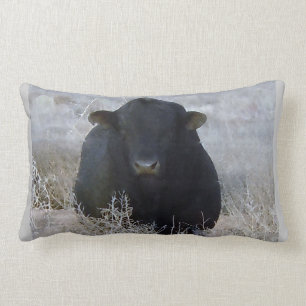 Western schwarzer Stier in der Winter-Szene Lendenkissen