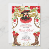 Western Schwarzes Kleid und Rote Rose 15 Anos
