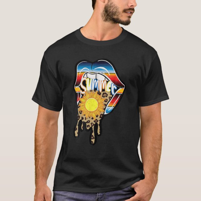 Western Serape Classic Leopard Tongue Lips Sommer T-Shirt (Vorderseite)