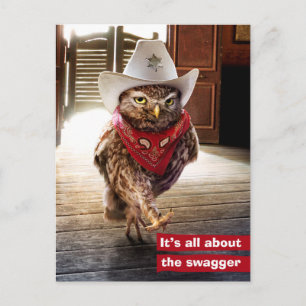 Western Sheriff Owl mit Attitude & Swagger Postkarte