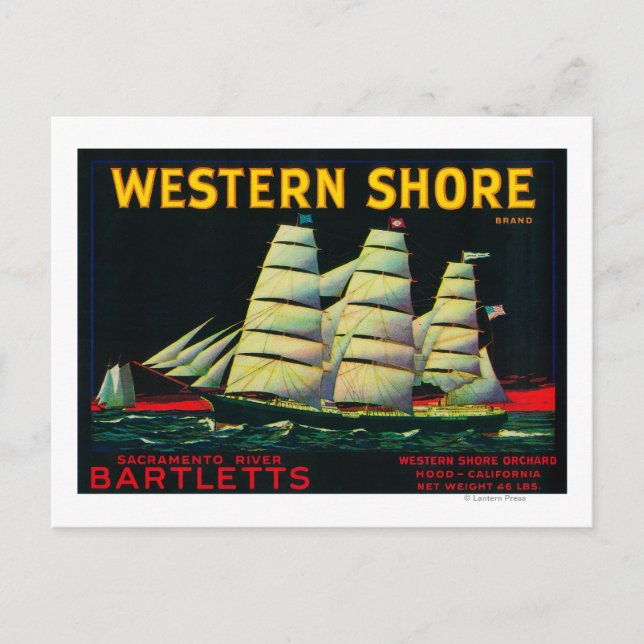 Western Shore Birnkiste LabelHood, CA Postkarte (Vorderseite)
