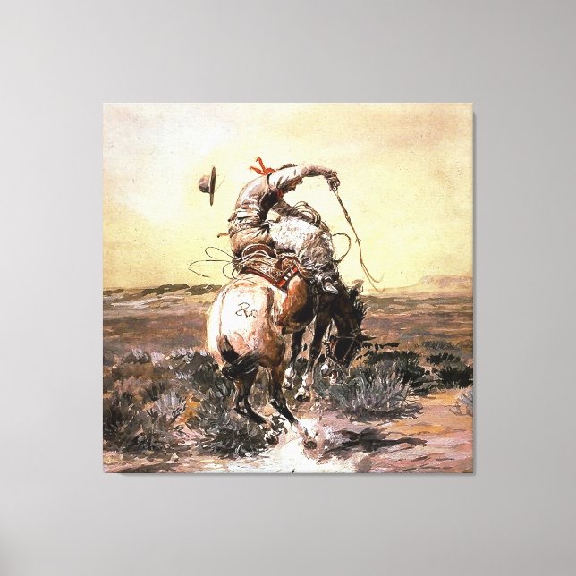 Western "Slick Rider" Kunst von Charles M. Russell Leinwanddruck (Vorderseite)