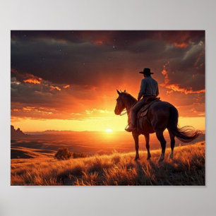 Western Sonnenuntergang (8 x 10) Poster