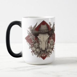 Western Spirit – Pferdeschädel und florales Design Verwandlungstasse