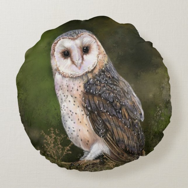 Western Stall Owl Rundkissen Rundes Kissen (Rückseite)
