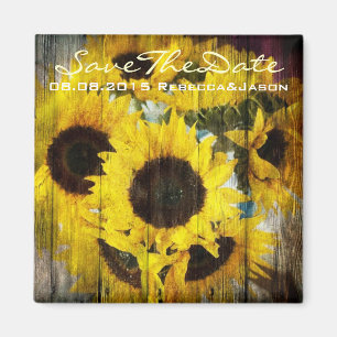 Western Stallenholz Gelbe Sonnenblumenhochzeit Magnet