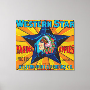 Western-Stern-Apple-Aufkleber - Yakima, WA Leinwanddruck