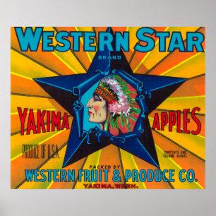 Western-Stern-Apple-Aufkleber - Yakima, WA Poster