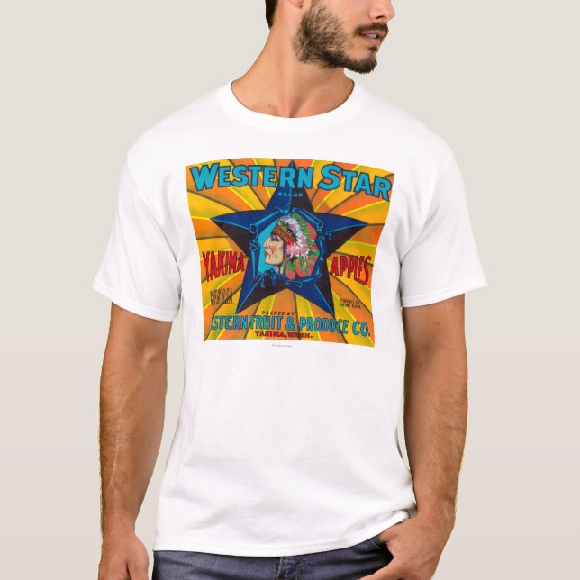 Western-Stern-Apple-Aufkleber - Yakima, WA T-Shirt (Vorderseite)