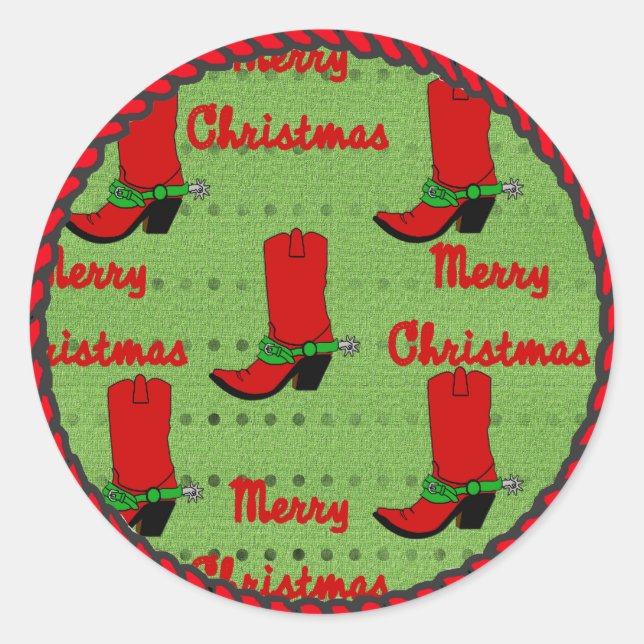 Western Sticker Christmas Cowboy Stiefel (Vorderseite)