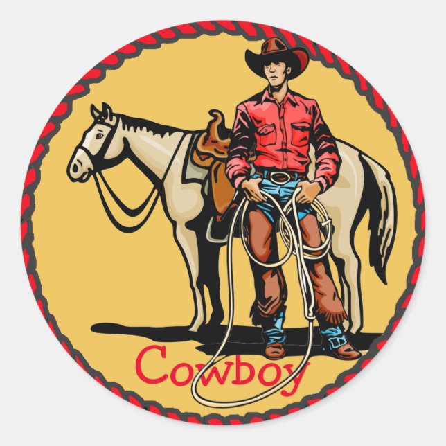 Western Stickers Rodeo Cowboy mit Pferd (Vorderseite)