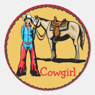 Western Stickers Rodeo Cowgirl mit Pferd
