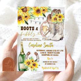Western Stiefel und Bubby Sonnenblumen Brautparty Einladung