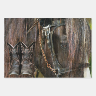 Western Stiefel und Cowboystiefel Geschenkpapier Set